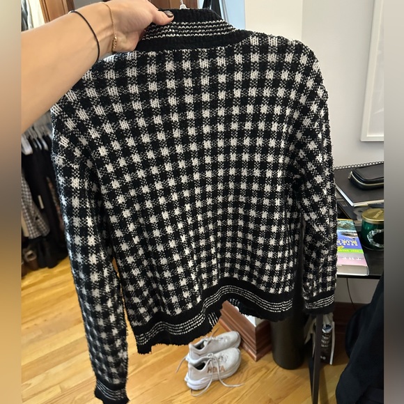 Aqua Checkered Cropped Cardigan size small - Picture 11 of 12